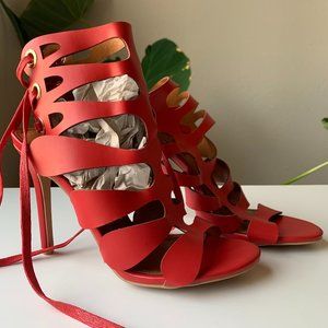 Red Lace Up Heels